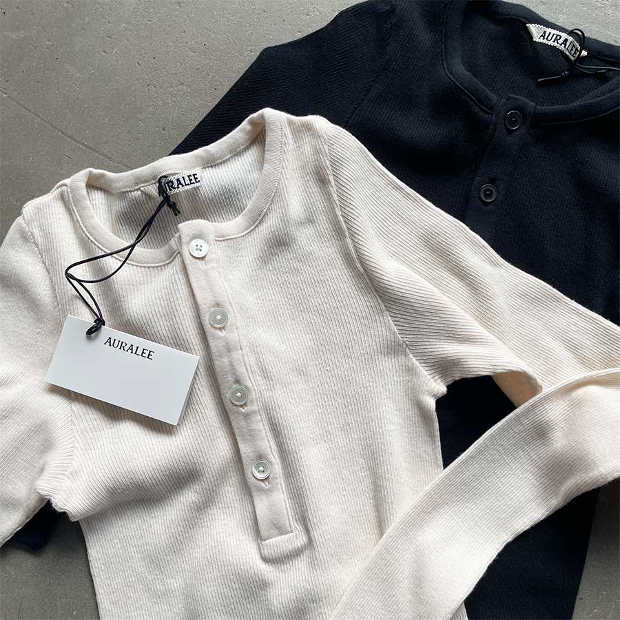 トップス AURALEE ORGANIC SOFT RIB HENLY NECK P/O AURALEE(MENS) / ORGANIC SOFT RIB HENLY NECK P/O