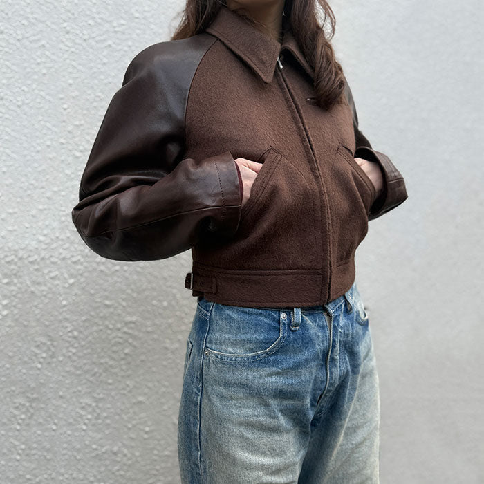 AURALEE】 BABY CAMEL FLANNEL CROPPED ZIP BLOUSON – ONENESS ONLINE