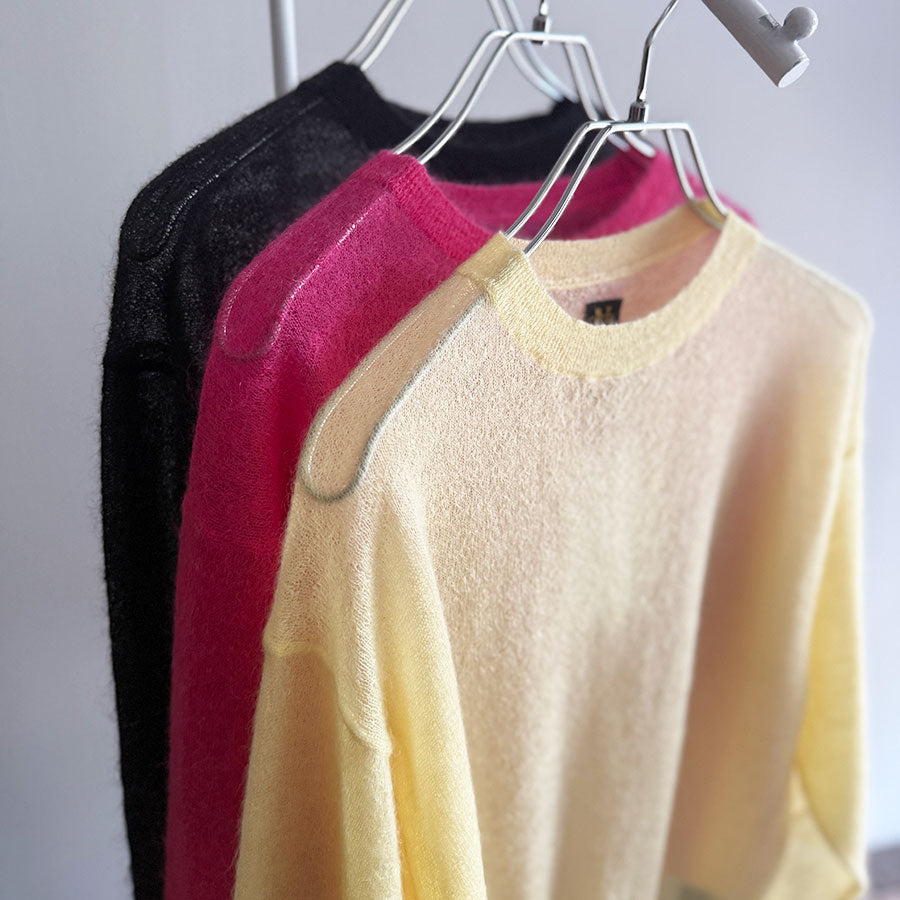 BATONER】 SHEER MOHAIR CREW NECK / FLUFFY MOHAIR BOAT NECK