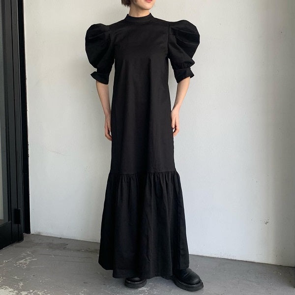 john/ワンピース　 Black Mutton Sleeve Dress