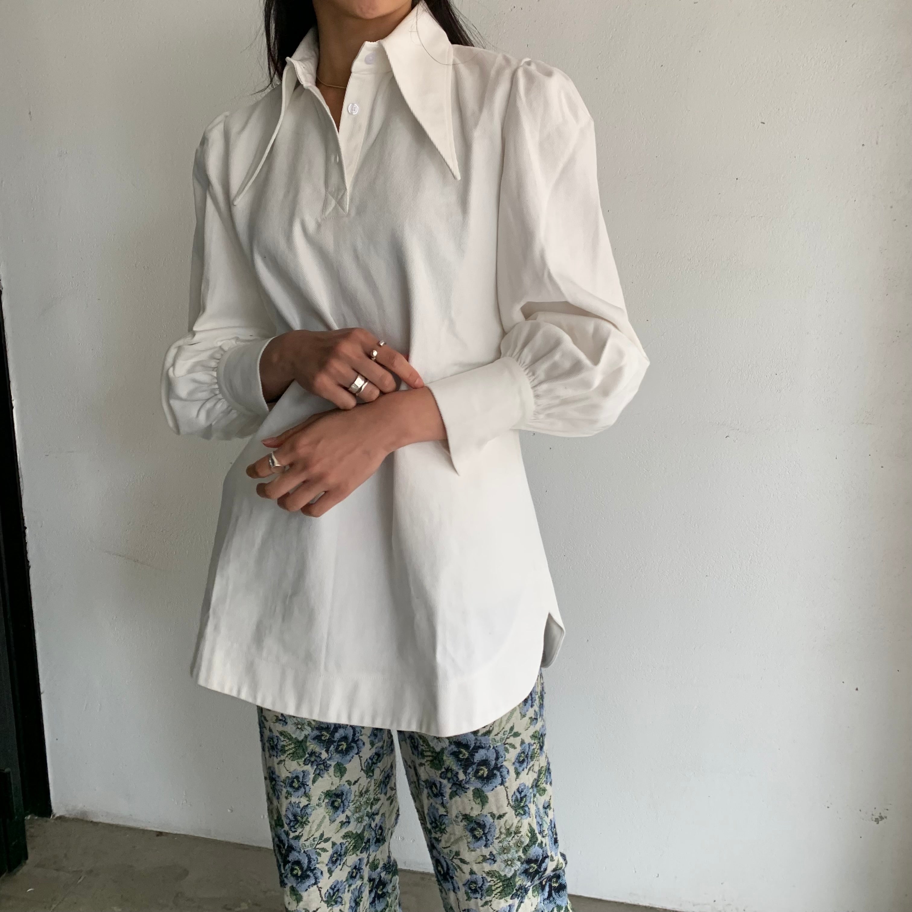 JOHN】 DENIM SHIRT DRESS / ITALIAN FLORAL JACQUARD TROUSERS 