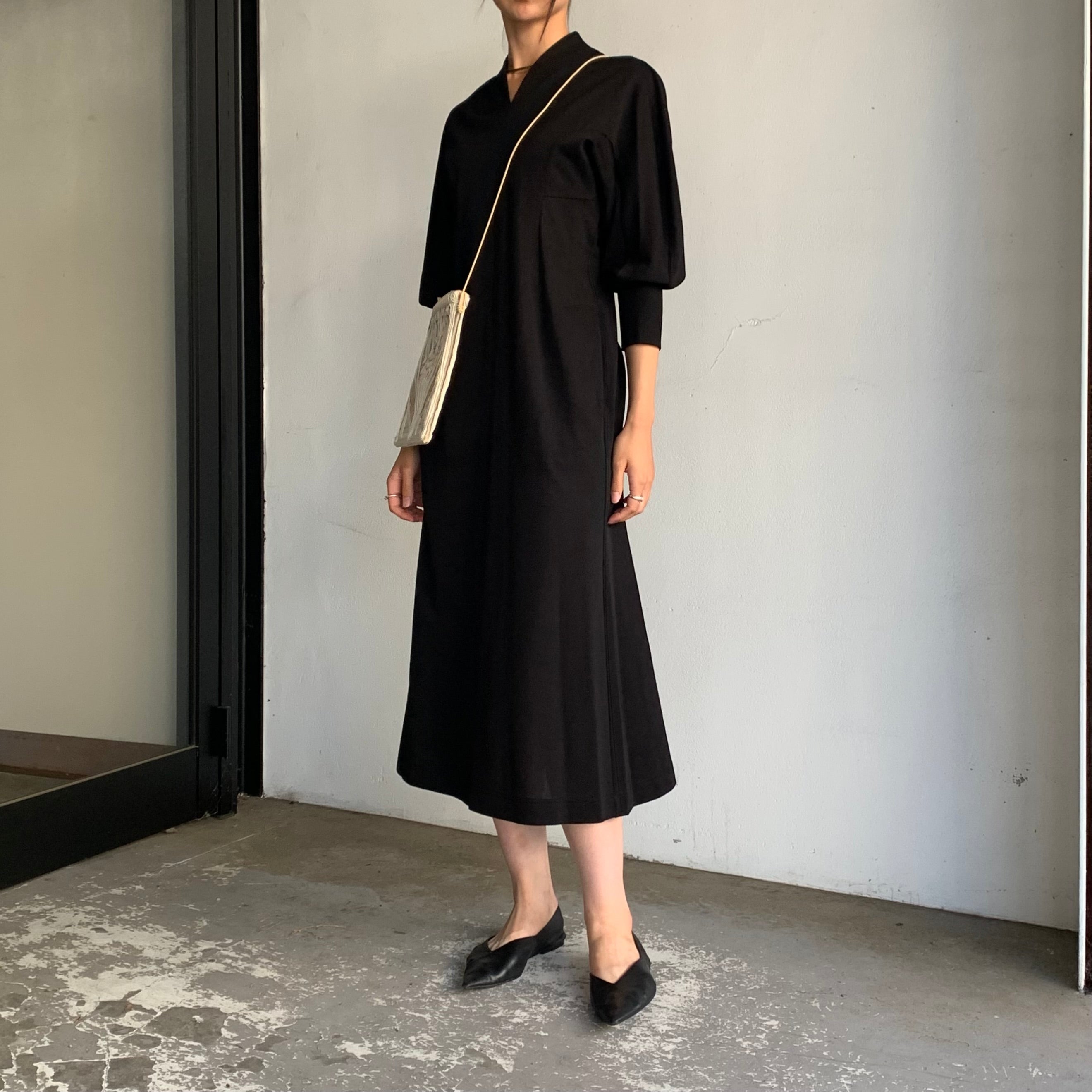 mame kurogouchi マメ Boat Neck Dress Black - ワンピース