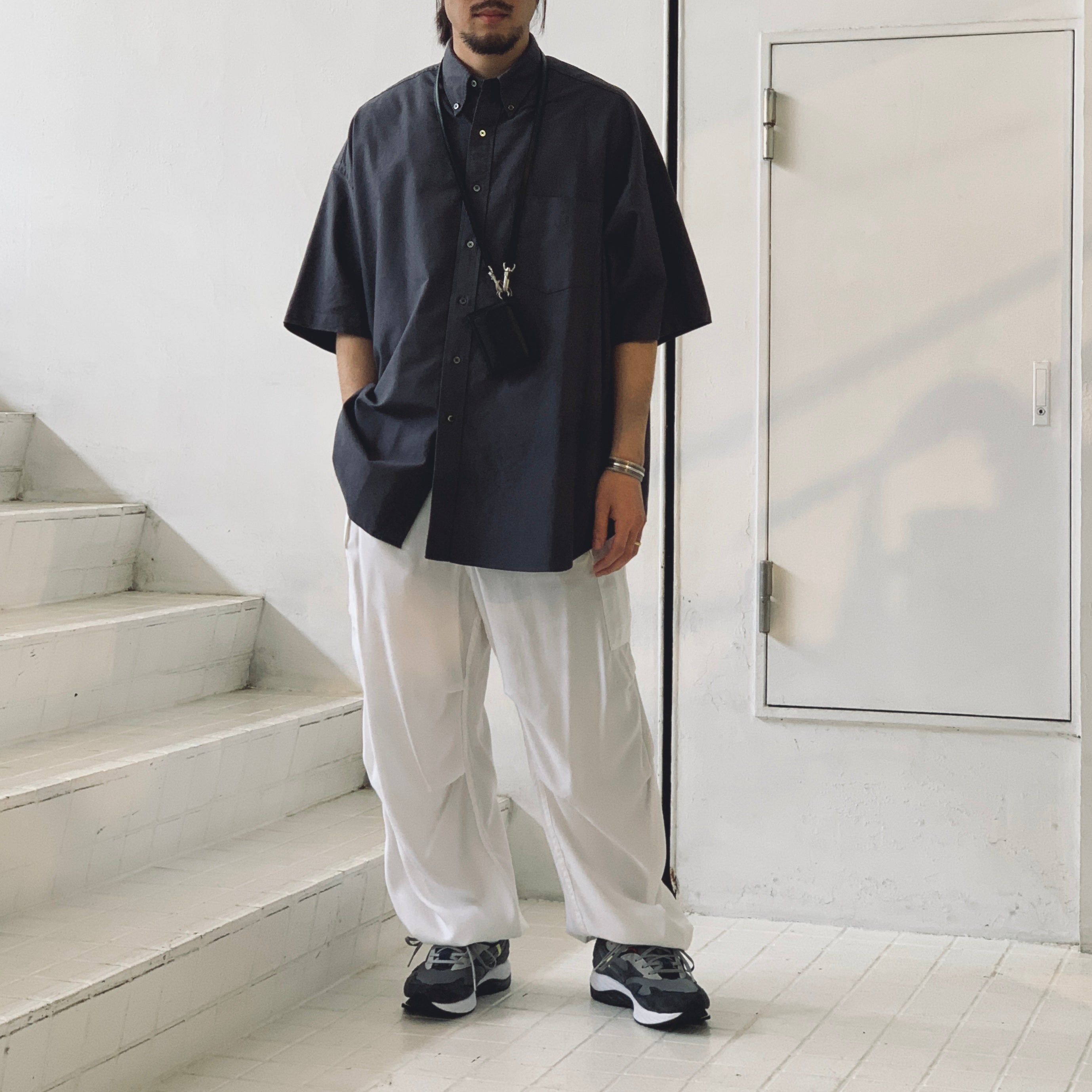 【Graphpaper】 Oxford S/S Oversized B.D Shirt GM232-50023B