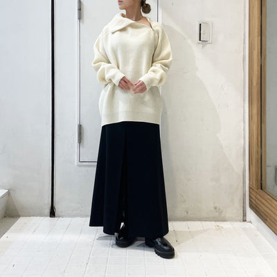 【AURALEE】 MILLED FRENCH MERINO RIB KNIT ZIP P/O<br>TENSE WOOL DOUBLE CLOTH SKIRT