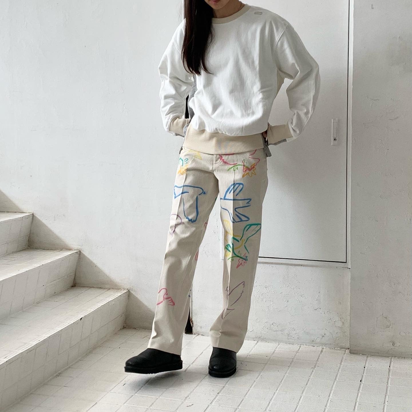 TANAKA】 THE SWEATSHIRT (WHITE) ST-115 / THE JEAN TROUSERS (WHITE DOVE –  ONENESS ONLINE STORE