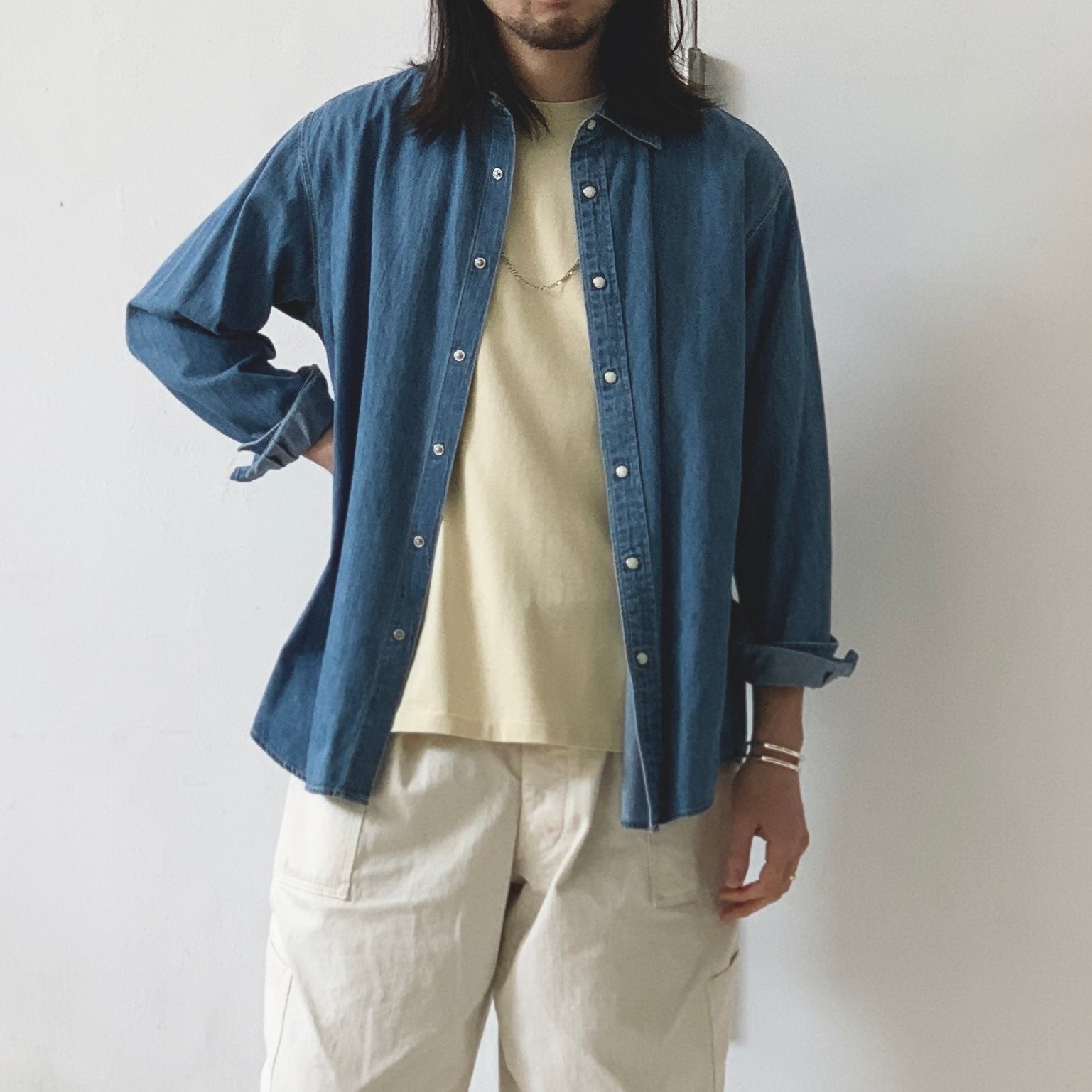 AURALEE】 SELVEDGE SUPER LIGHT DENIM SHIRT A24SS01GS