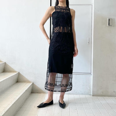 【mukasa】 "The Sun" Embroidery sheer dress