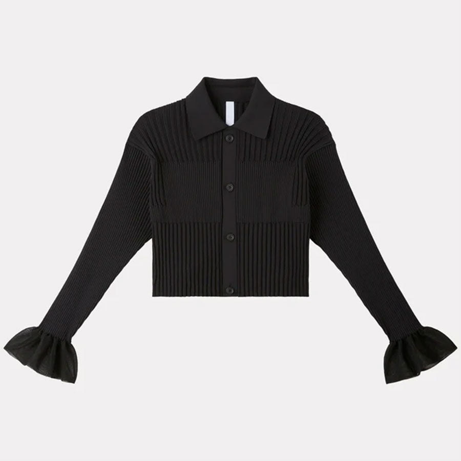 CFCLトップス CFCL(シーエフシーエル)】 FLUTED LUCENT CROPPED SHIRT CARDIGAN