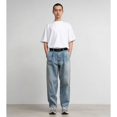 【Graphpaper/グラフペーパー】<br>Selvage Denim Two Tuck Tapered Pants (LIGHT FADE) <br>GU241-40187LB