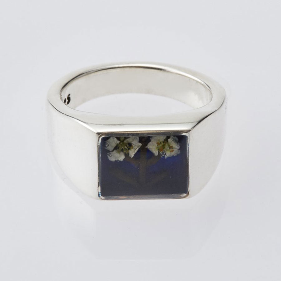 XOLO JEWELRY/쇼로쥬얼리】Signet Ring with Flower / Blue XOR040의