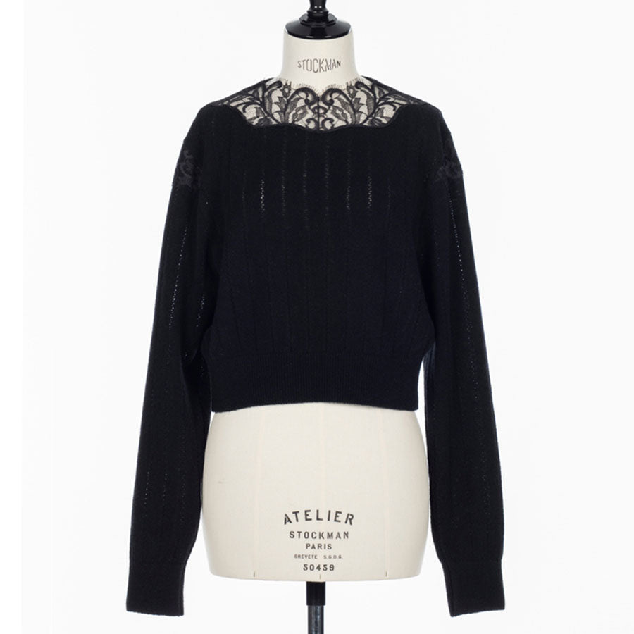 FETICO/フェティコ】HAIRY LACE PANELED CROPPED PULLOVER FTC264-0706