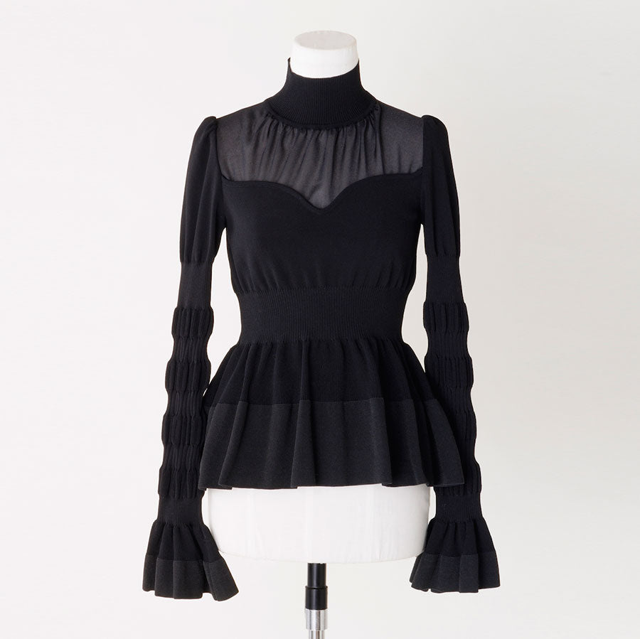 【FETICO/フェティコ】STRIPE KNIT PEPLUM SWEATER , FTC234-0708