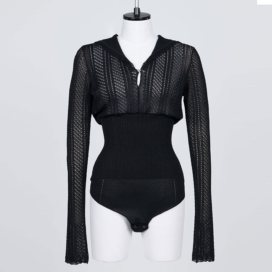 FETICO/フェティコ】LACE KNIT SAILOR COLLAR BODYSUIT FTC252