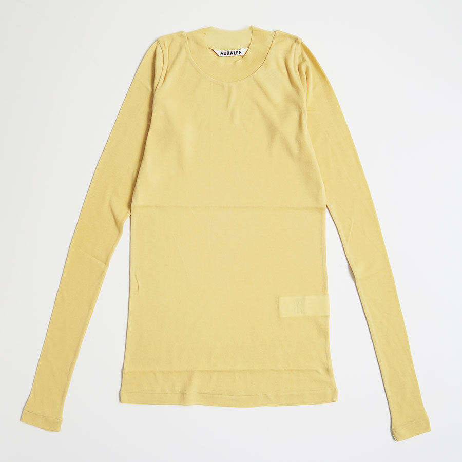 【新品】  AURALEE / オーラリー | HIGH GAUGE SHEER RIB TURTLE NECK L/S TEE カットソー | 2 | イエロー | レディース AURALEE | SUPER HIGH GAUGE SHEER RIB L/S TEE WOMEN