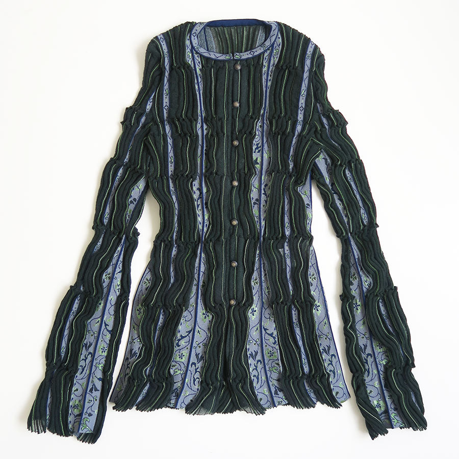 Mame Kurogouchi/マメ】Fluid Jacquard Knit Cardigan MM26FW-KN080の