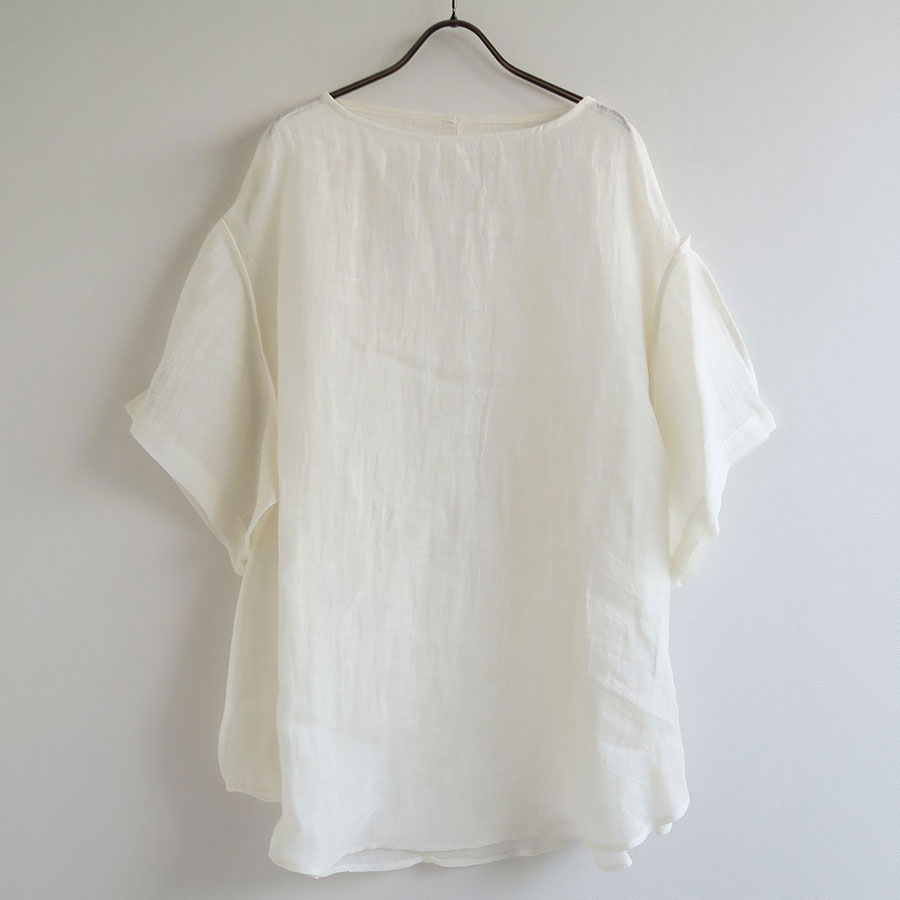 【ERIKOKATORI/エリコカトリ】<br>linen gawze T-shirts (WHITE) <br>EK8-3-2