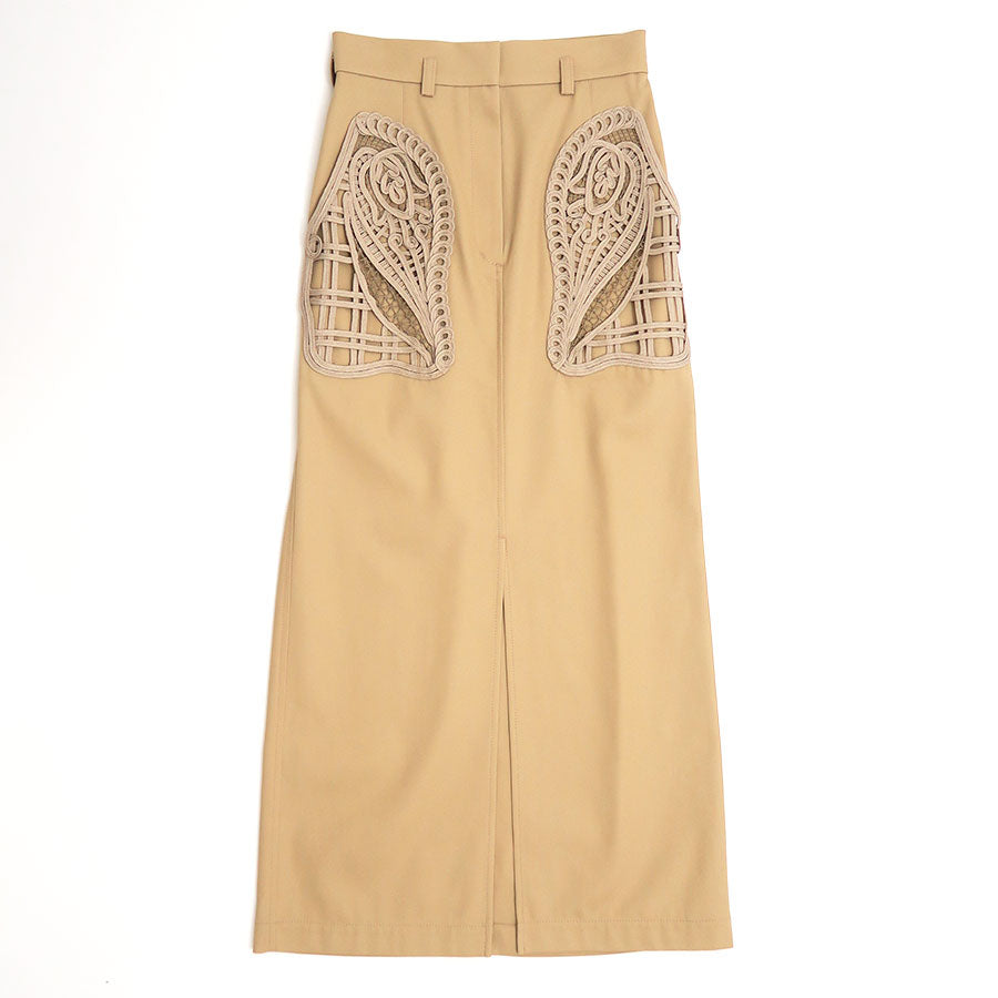 Mame Kurogouchi/マメ】Cording Embroidery Detailed I-line Skirt