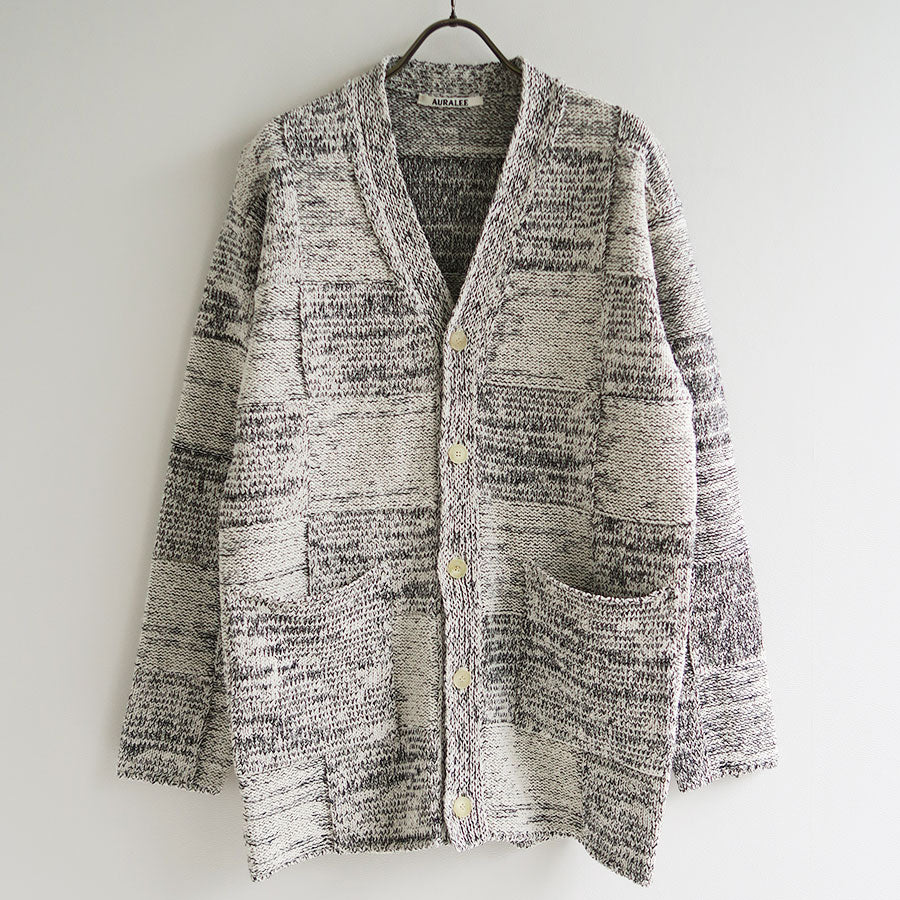 AURALEE/オーラリー】STRUCTURED COTTON LINEN PANEL KNIT CARDIGAN
