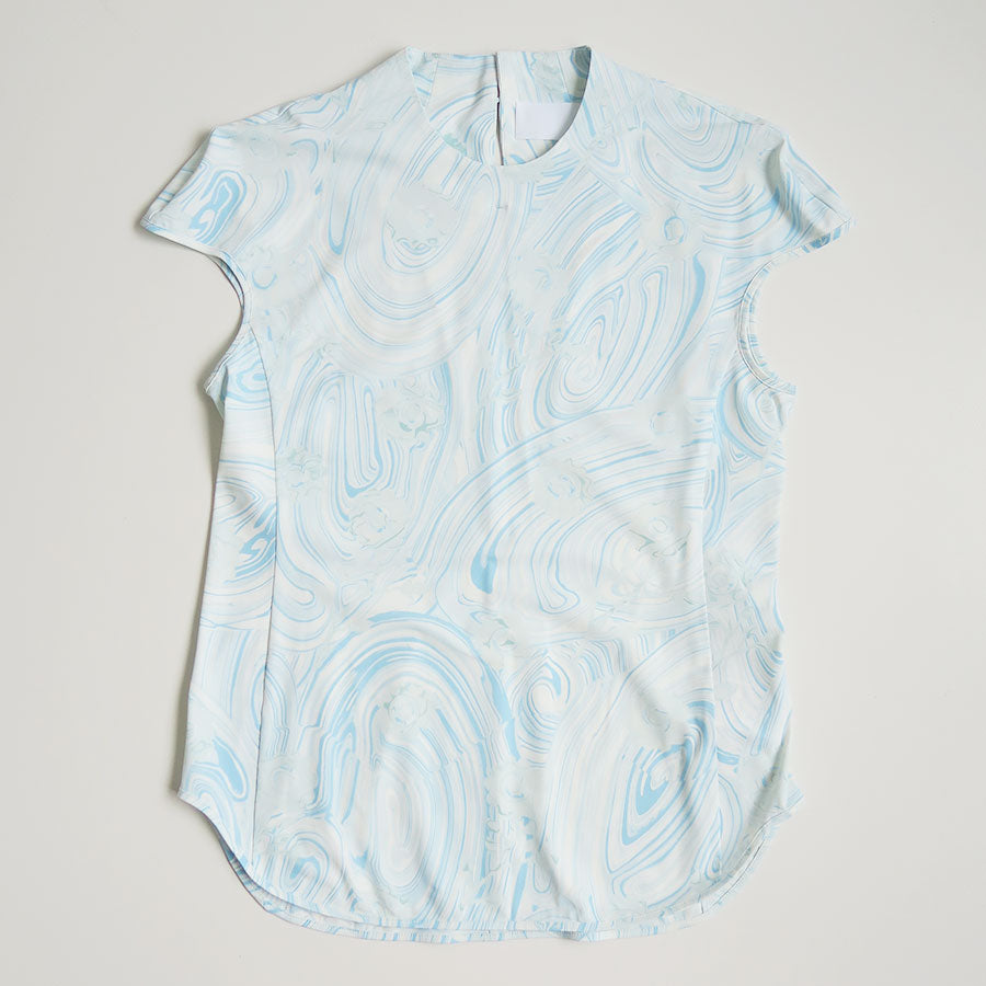 Mame Kurogouchi/マメ】Marble Print Jersey Short Sleeve Top MM26SS