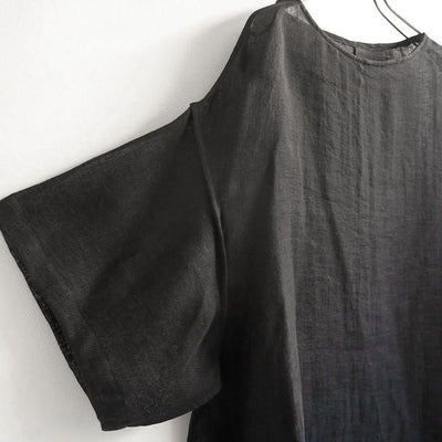 【ERIKOKATORI/エリコカトリ】<br>linen gawze T-shirts (BLACK) <br>EK8-3-2