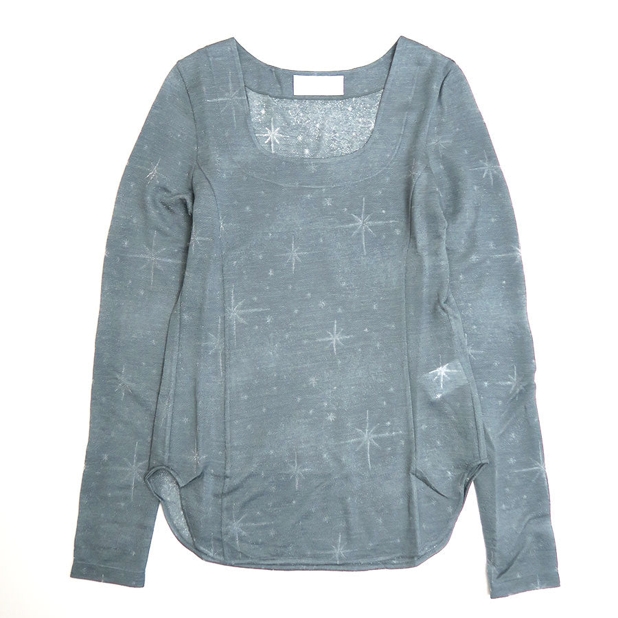 Mame Kurogouchi/マメ】Starry Jersey Square Neck Sheer Top MM26SS