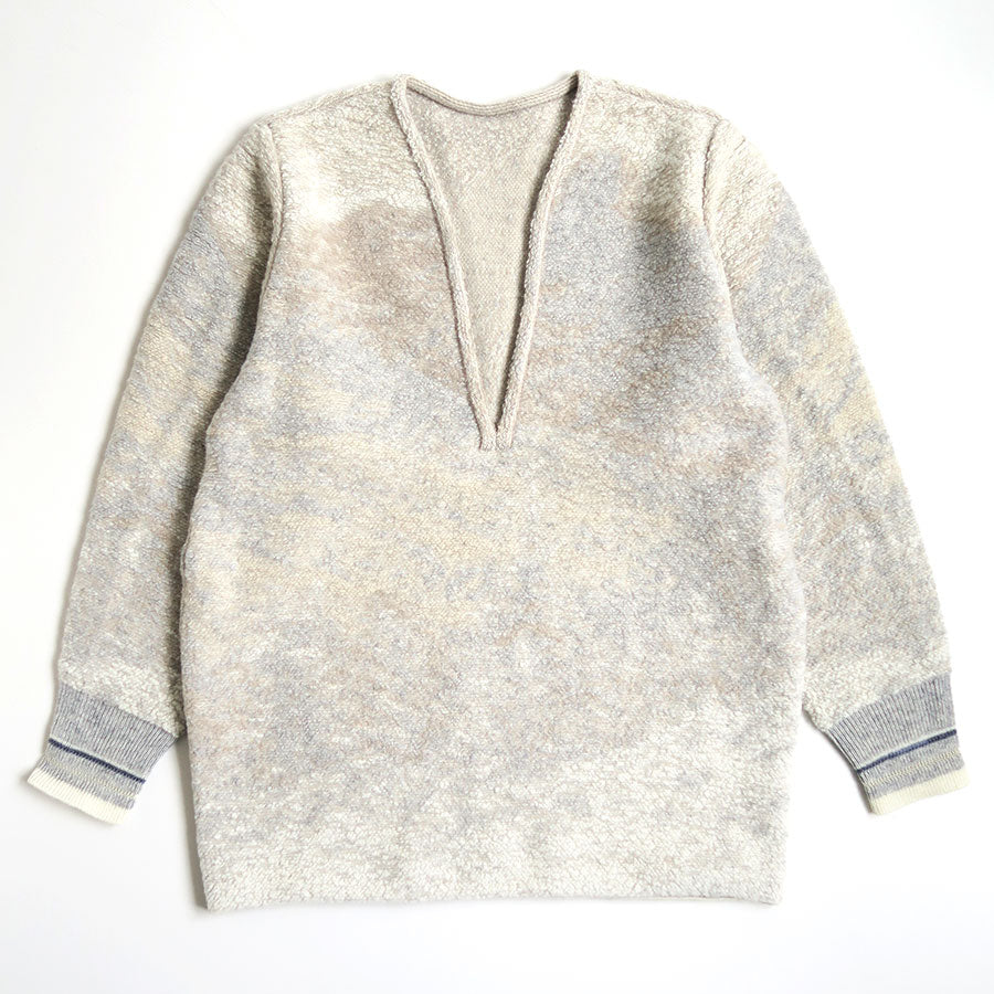 Mame Kurogouchi/マメ】Pile Jacquard Plunge Knit Top MM26FW-KN079の