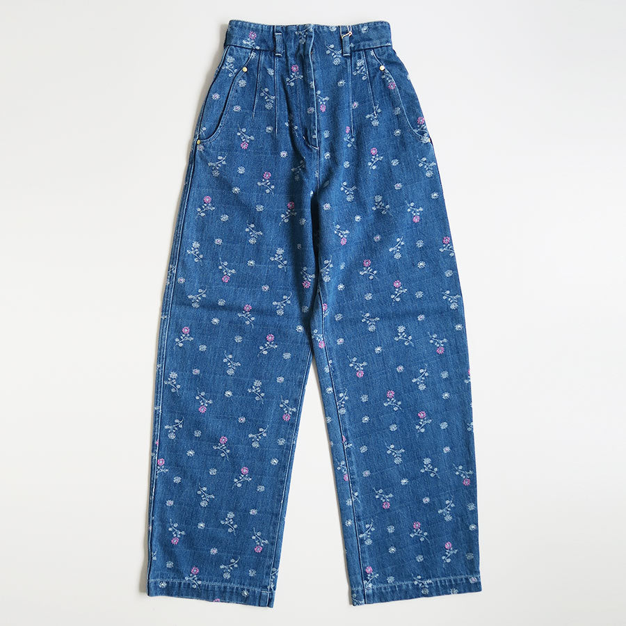 骨と花 Floral Jacquard High Waisted Denim