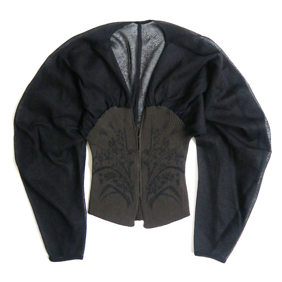 Mame Kurogouchi/マメ】Sheer Rounded Sleeve Knitted Cardigan