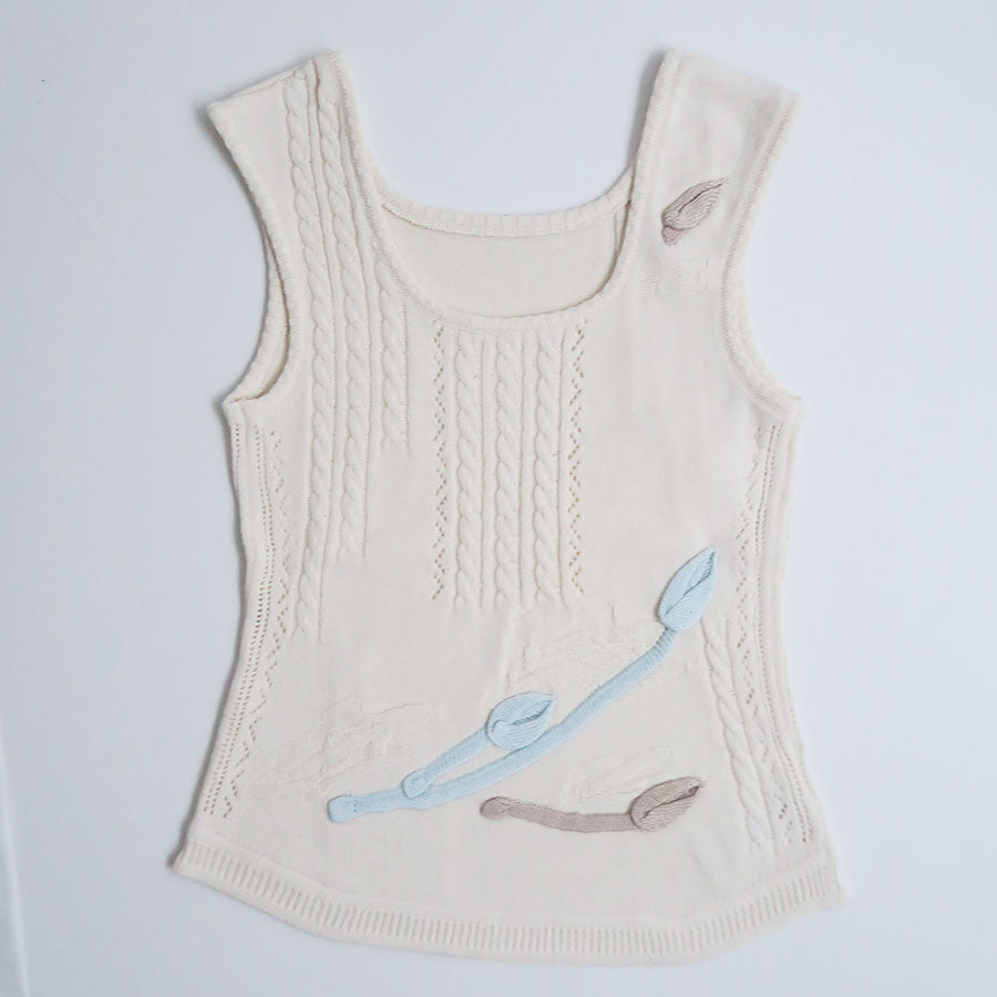 Mame Kurogouchi/マメ】3D Floral Motif Sleeveless Knit Top MM26SS