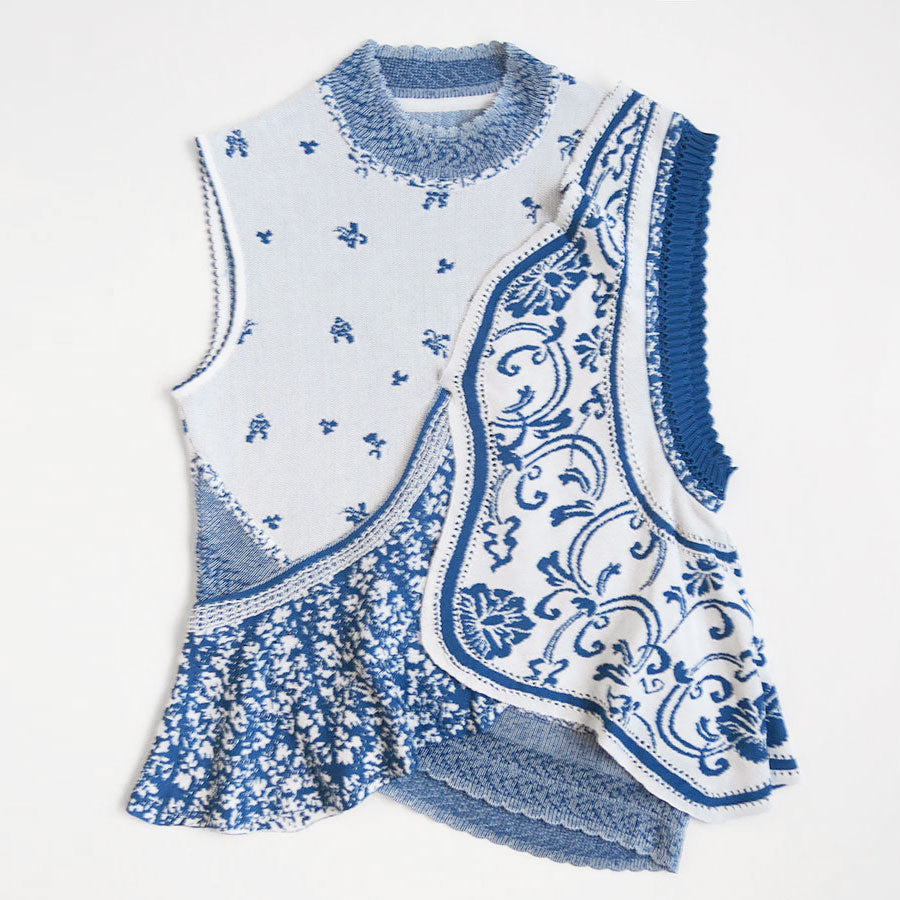 Mame Kurogouchi/マメ】Asymmetric Pattern Knitted Top MM24SS-KN061 