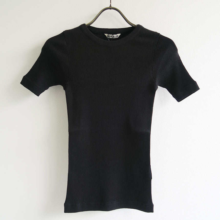 Auralee Organic Soft Rib Tee in Black Curated at Jake and Jones