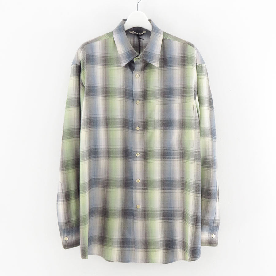 AURALEE オーラリーSUPERLIGHTWOOLCHECKONEPIECE AURALEE: Brown & Gray Super Light Wool Check Shirt | SSENSE