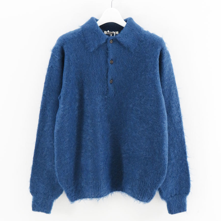 AURALEE/オーラリー】BRUSHED SUPER KID MOHAIR KNIT POLO A26AP01KMの