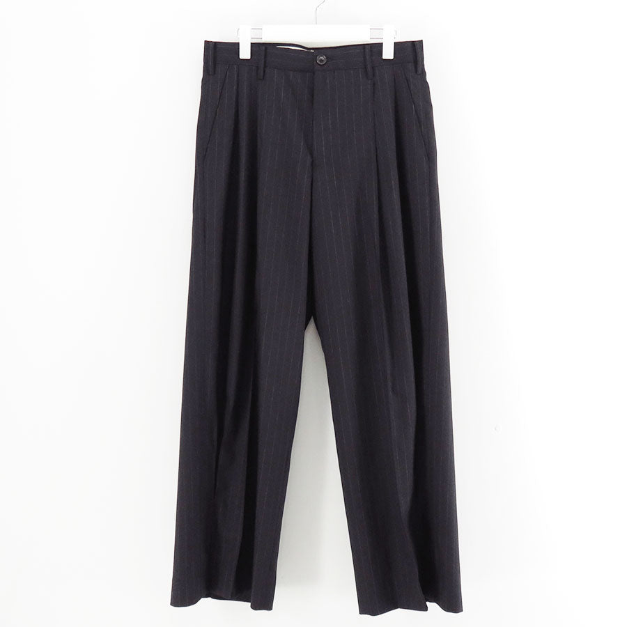 KHOKI/コッキ】Pleated Stripe Summer Wool Pants 26ss-p-12の通販