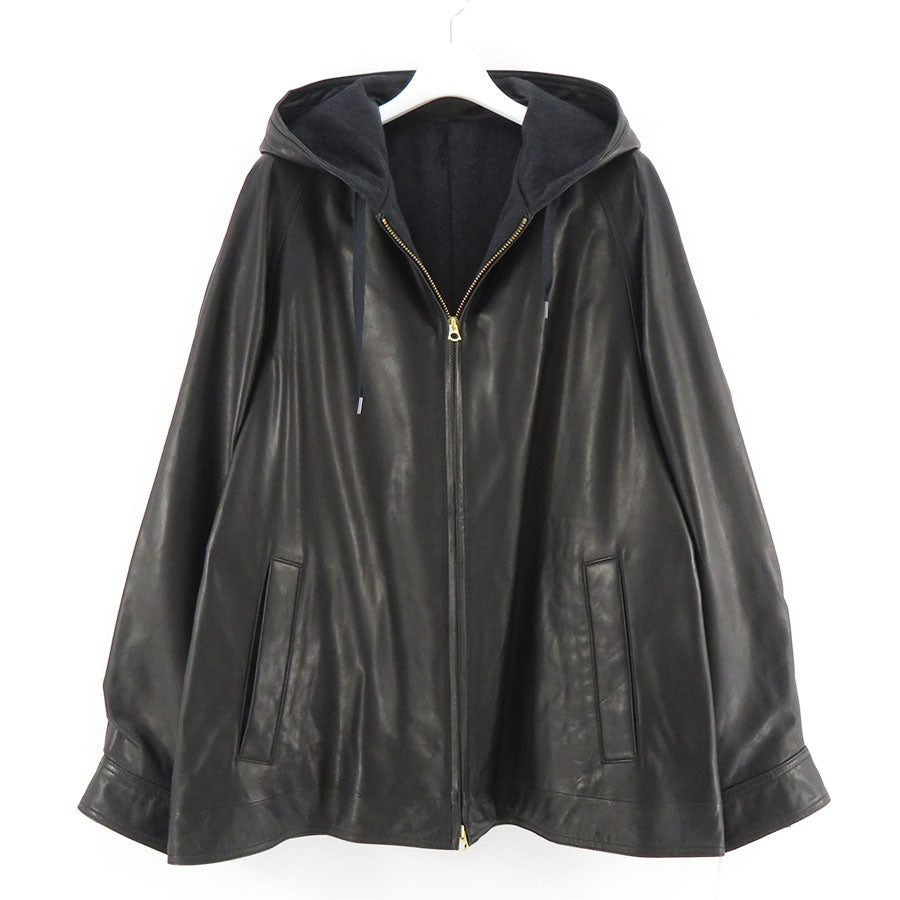 MAATEE&SONS/マーティーアンドサンズ】SHEEP LEATHER HOOODED BL