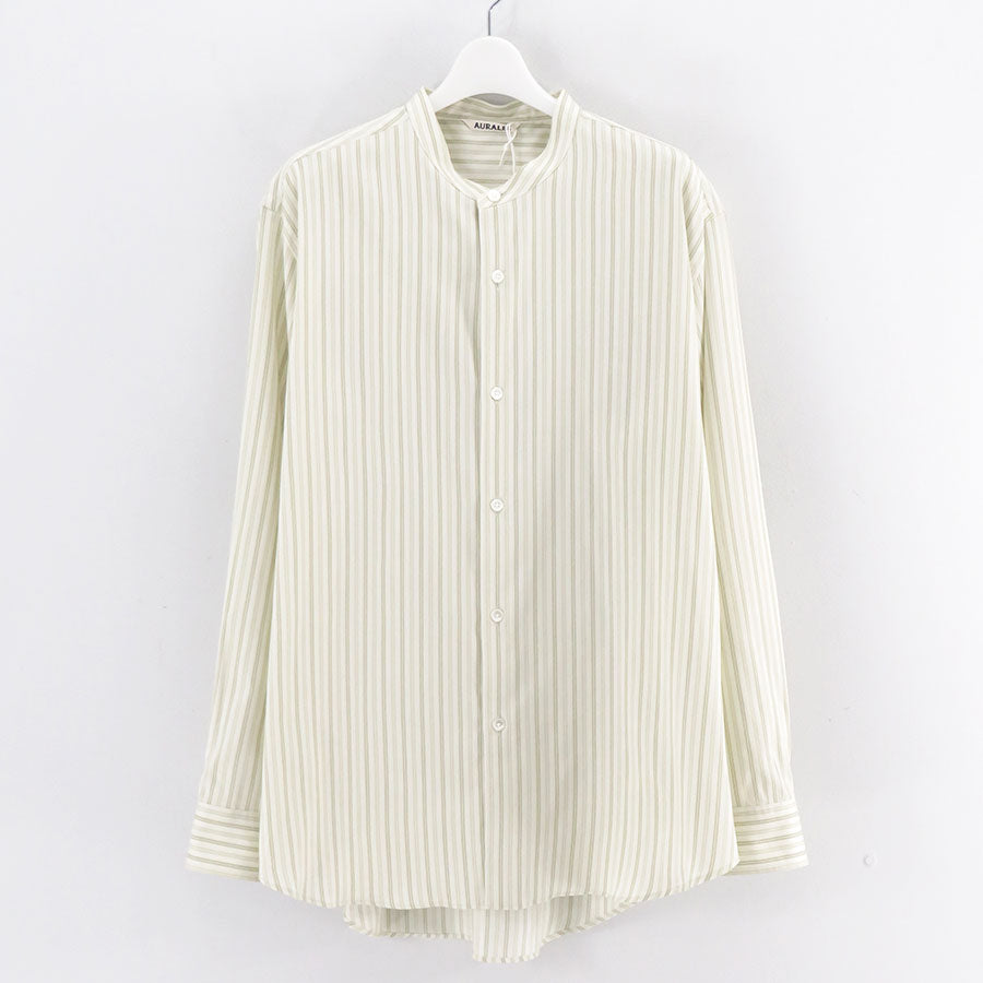 AURALEE/オーラリー】COTTON SILK STRIPE STAND COLLAR SHIRT