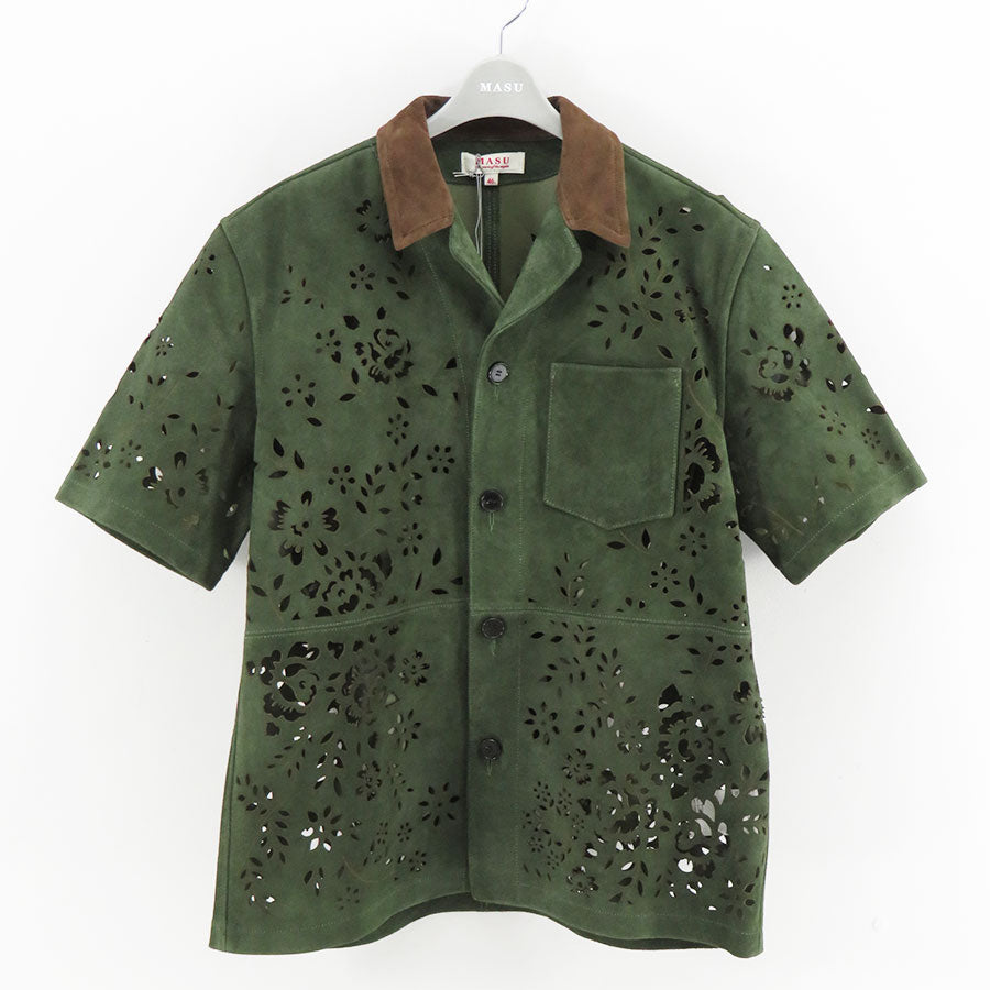 M A S U/エムエーエスユー】BANDANA HOLE LEATHER HALF SLEEVE SHIRT
