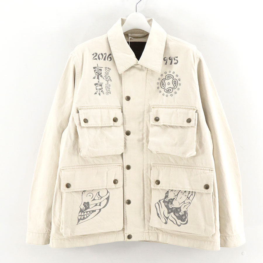 SUGARHILL TATTOO FLASH PRINT ジャケット サイズ3 TATTOO FLASH PRINT POCKET DENIM JACKET(2 ECRU): SUGARHILL: MENS