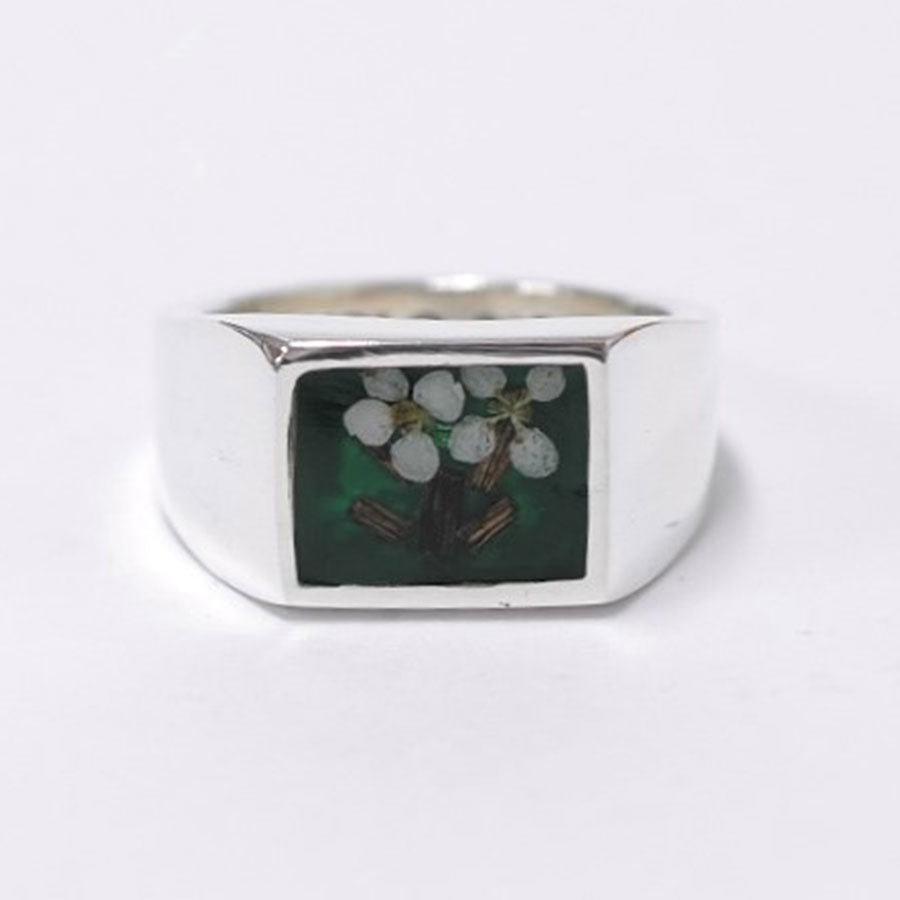 XOLO JEWELRY/ショロジュエリー】Signet Ring with Flower / Green