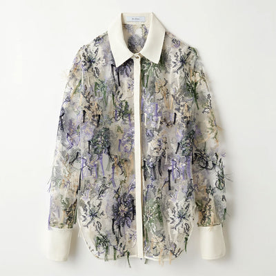 【MURRAL/ミューラル】<br>Floating flower lace shirt <br>241-0205