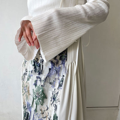 【Mame Kurogouchi/マメ】<br>Random Ribbed Cotton Cropped Top <br>MM24SS-JS051