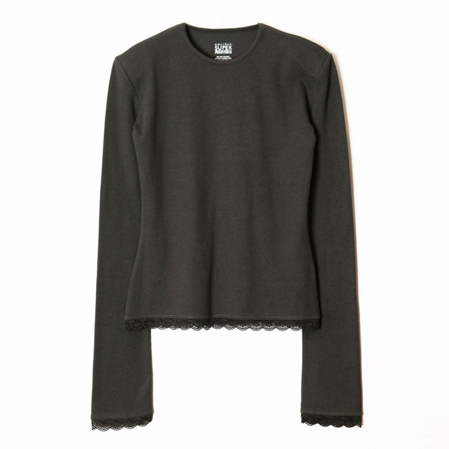 HOLIDAY/ホリデイ】SUPER RIB PADDED SHOULDER LACE CREW-NECK L/S