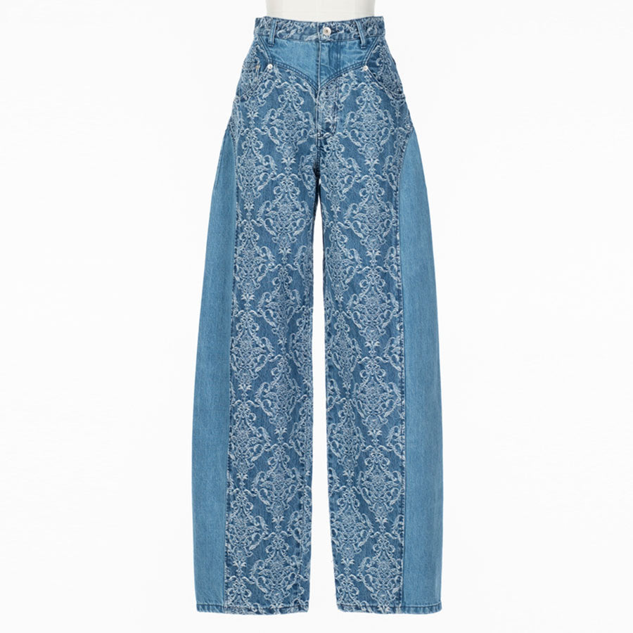 FETICO/フェティコ】DAMASK-JACQUARD DENIM CURVE-FIT HIGH-RISE JEANS