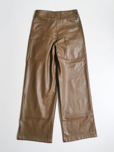 SALE 60%OFF ! <br/>【JOHN/ジョン】Wide Leg Faux Leather Trousers