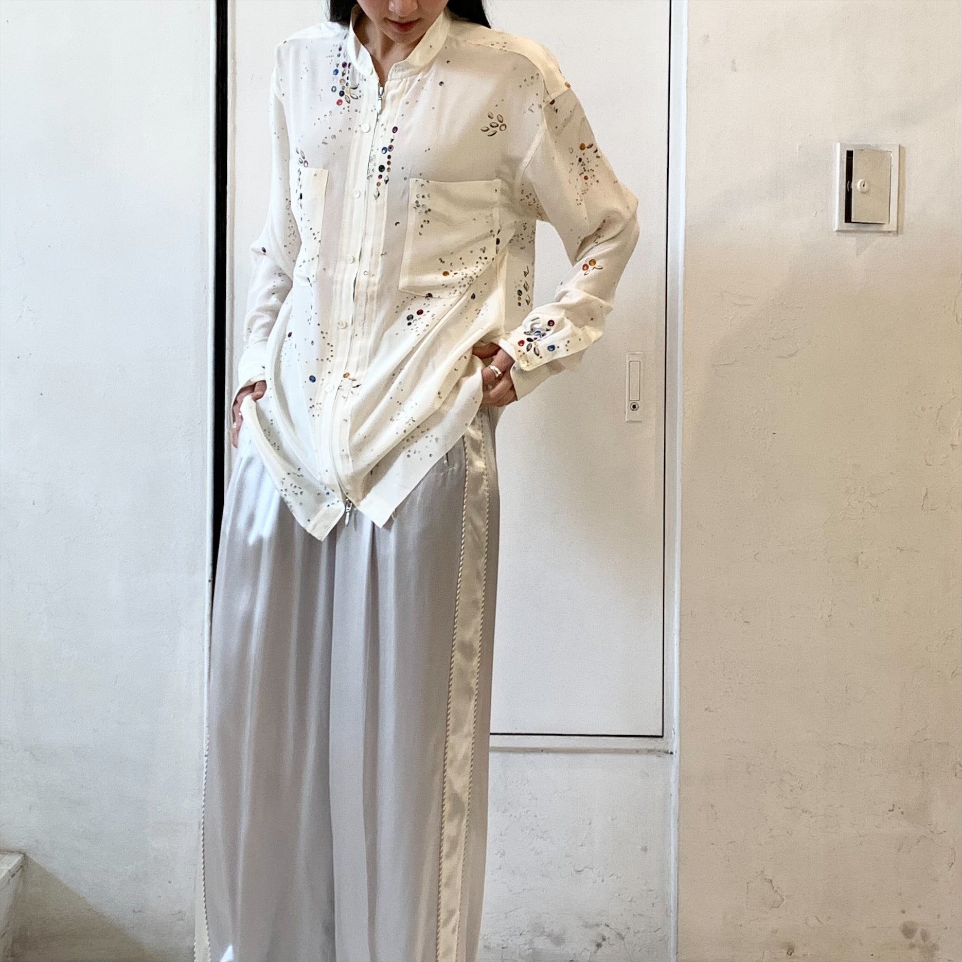 M A S U】 ZIP-UP GALAXY SILK SHIRT MMSS-SH0623 – ONENESS ONLINE STORE