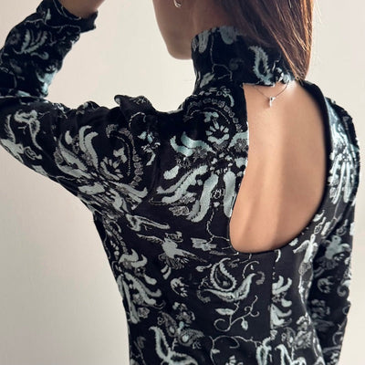 【Mame Kurogouchi】 Velour Jersey High Neck Dress