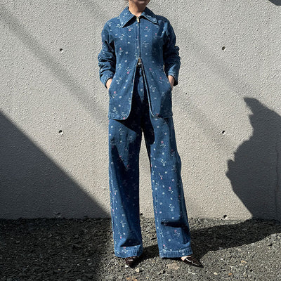 Mame Kurogouchi】 Floral Jacquard Denim JacketFloral Jacquard High
