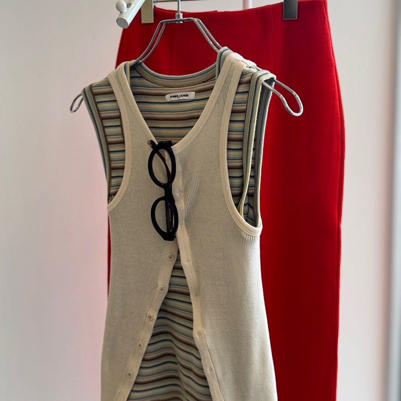 【AURALEE】 ORGANIC SOFT RIB TANK TOP / COTTON SILK STRETCH DOUBLE FACE KNIT SKIRT