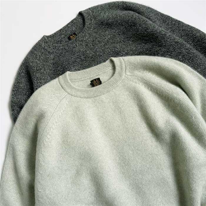 【BATONER】 CASHMERE FOX TENJIKU RAGRAN CREW NECK