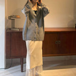 【FETICO】 OVERSIZED HAIRY LACE PANELED KNIT CARDIGAN